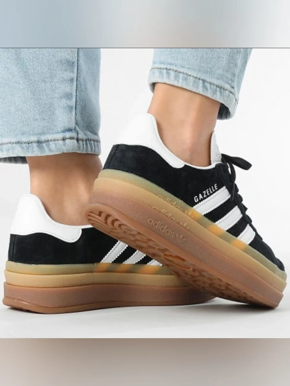 adidas Gazelle Bold W – Core Black / Cloud White / Gum-Size 7.5
